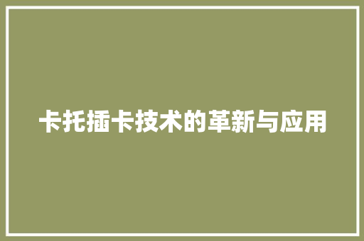 卡托插卡技术的革新与应用