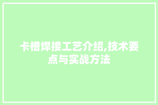 卡槽焊接工艺介绍,技术要点与实战方法 Web前端