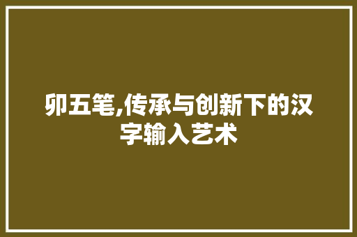 卯五笔,传承与创新下的汉字输入艺术 WordPress教程