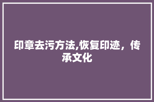 印章去污方法,恢复印迹，传承文化 友链在线