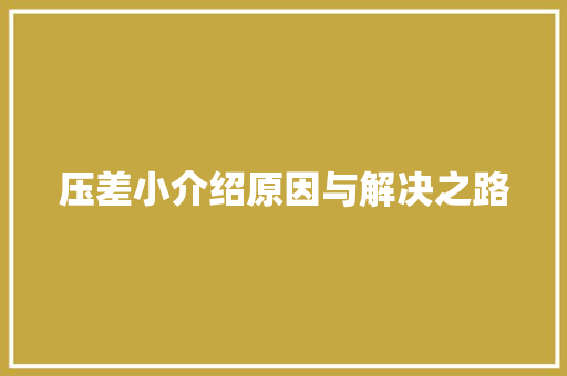 压差小介绍原因与解决之路 WordPress教程