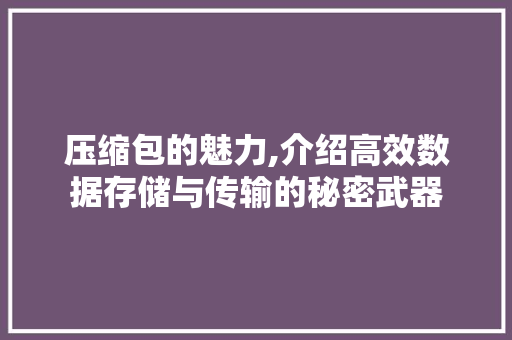 压缩包的魅力,介绍高效数据存储与传输的秘密武器 友链在线