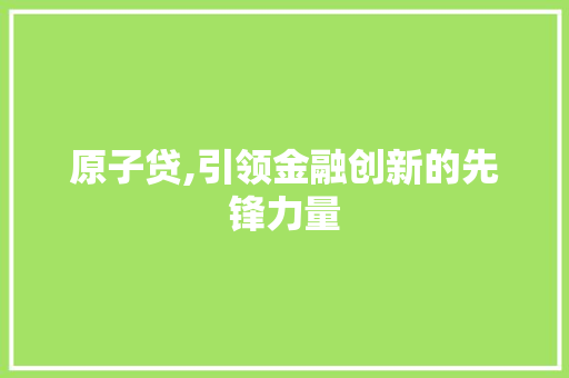 原子贷,引领金融创新的先锋力量 服务器/数据库
