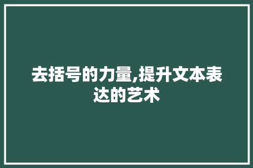 去括号的力量,提升文本表达的艺术