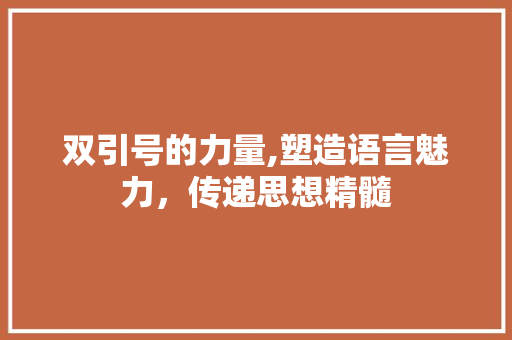 双引号的力量,塑造语言魅力，传递思想精髓