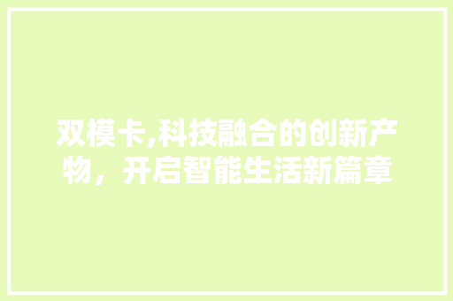 双模卡,科技融合的创新产物，开启智能生活新篇章