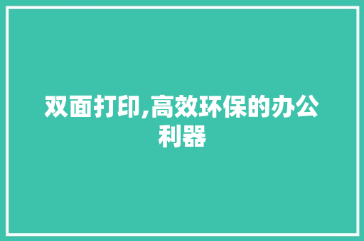 双面打印,高效环保的办公利器 服务器/数据库
