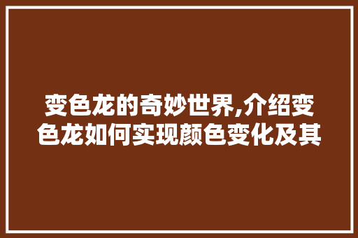 变色龙的奇妙世界,介绍变色龙如何实现颜色变化及其应用 Web前端