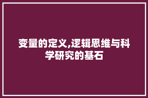 变量的定义,逻辑思维与科学研究的基石 WordPress教程