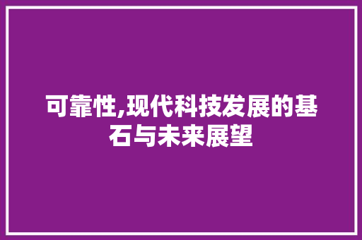 可靠性,现代科技发展的基石与未来展望
