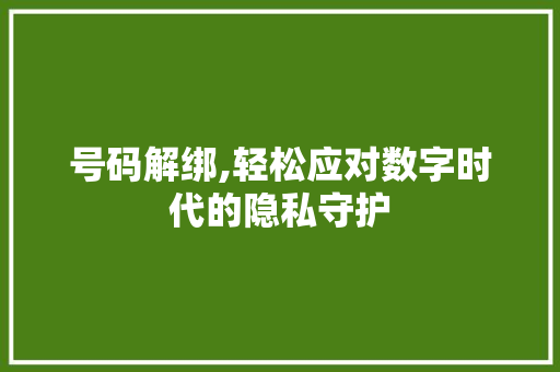 号码解绑,轻松应对数字时代的隐私守护 建站教程