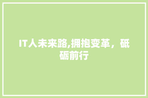 IT人未来路,拥抱变革，砥砺前行 建站教程