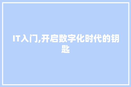 IT入门,开启数字化时代的钥匙 服务器/数据库