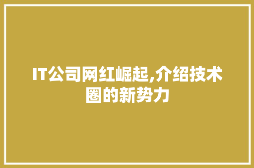 IT公司网红崛起,介绍技术圈的新势力 Web前端