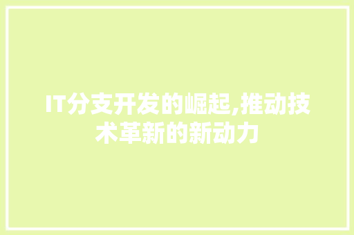 IT分支开发的崛起,推动技术革新的新动力 服务器/数据库