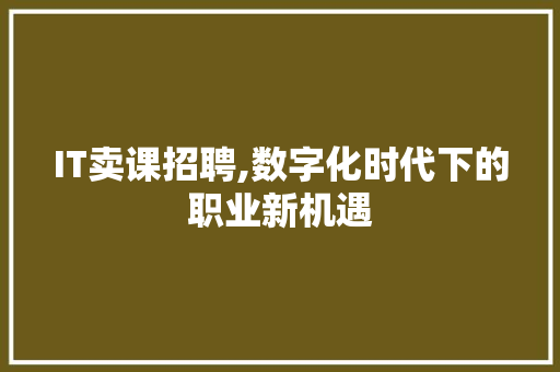 IT卖课招聘,数字化时代下的职业新机遇 建站教程