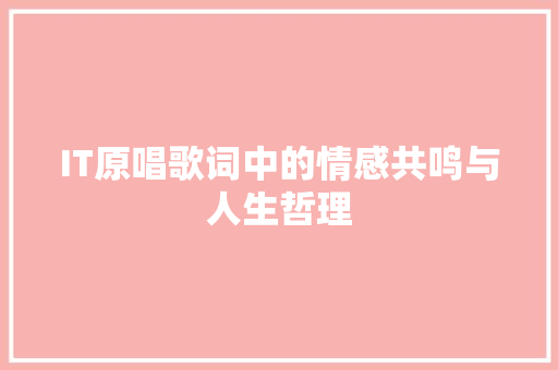 IT原唱歌词中的情感共鸣与人生哲理 建站教程