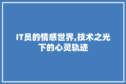 IT员的情感世界,技术之光下的心灵轨迹