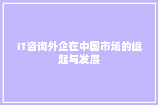 IT咨询外企在中国市场的崛起与发展