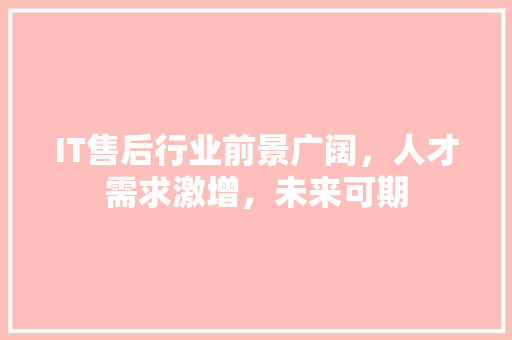 IT售后行业前景广阔，人才需求激增，未来可期