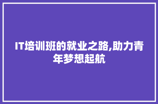 IT培训班的就业之路,助力青年梦想起航