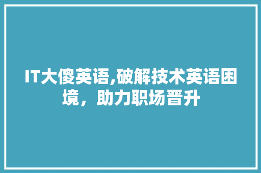IT大傻英语,破解技术英语困境，助力职场晋升