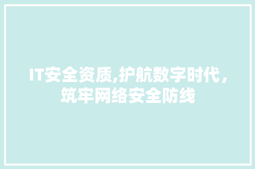 IT安全资质,护航数字时代，筑牢网络安全防线