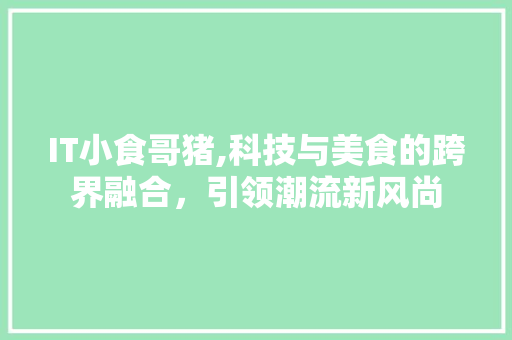 IT小食哥猪,科技与美食的跨界融合，引领潮流新风尚 服务器/数据库