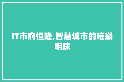 IT市府恒隆,智慧城市的璀璨明珠