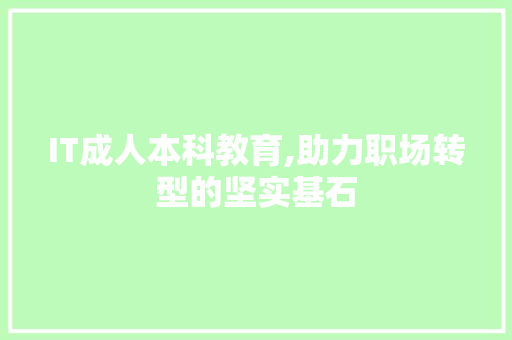 IT成人本科教育,助力职场转型的坚实基石