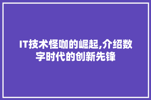 IT技术怪咖的崛起,介绍数字时代的创新先锋