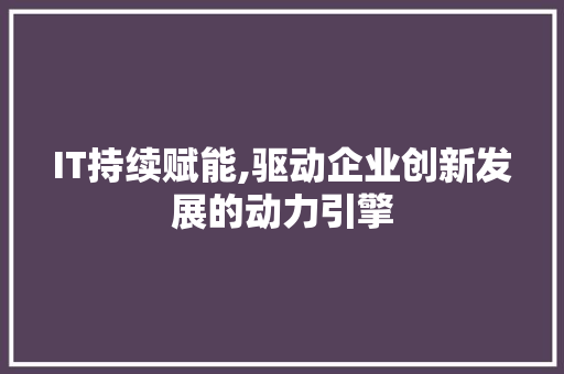 IT持续赋能,驱动企业创新发展的动力引擎 建站教程