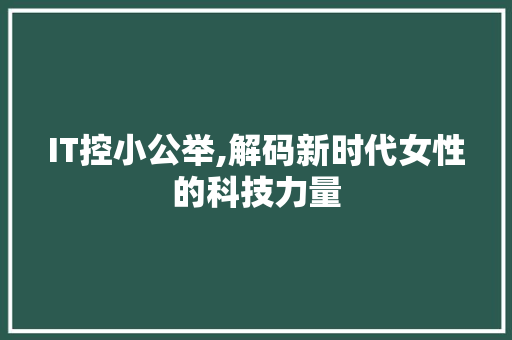 IT控小公举,解码新时代女性的科技力量 WordPress教程