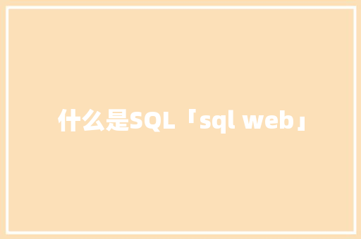 什么是SQL「sql web」