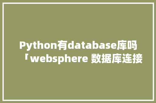 Python有database库吗「websphere 数据库连接池」
