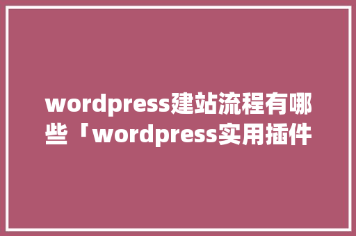 wordpress建站流程有哪些「wordpress实用插件」