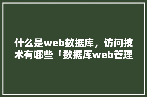 什么是web数据库，访问技术有哪些「数据库web管理工具」