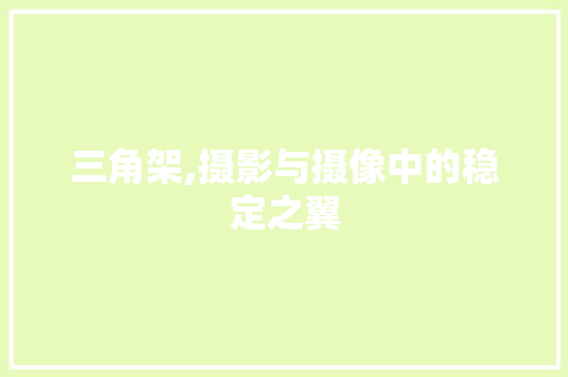三角架,摄影与摄像中的稳定之翼