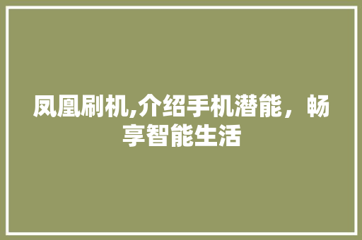 凤凰刷机,介绍手机潜能，畅享智能生活 友链在线
