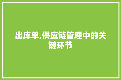 出库单,供应链管理中的关键环节