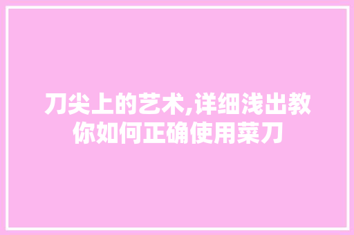 刀尖上的艺术,详细浅出教你如何正确使用菜刀