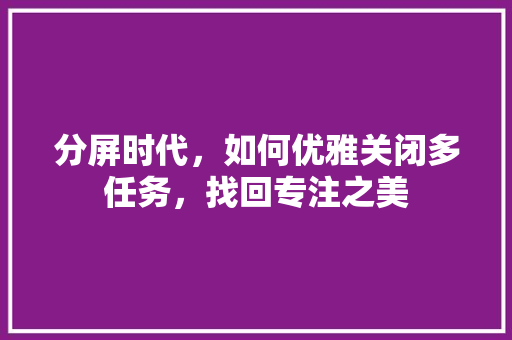 分屏时代，如何优雅关闭多任务，找回专注之美
