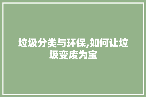 垃圾分类与环保,如何让垃圾变废为宝 建站教程