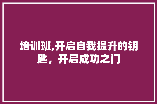 培训班,开启自我提升的钥匙，开启成功之门 WordPress教程