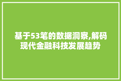 基于53笔的数据洞察,解码现代金融科技发展趋势