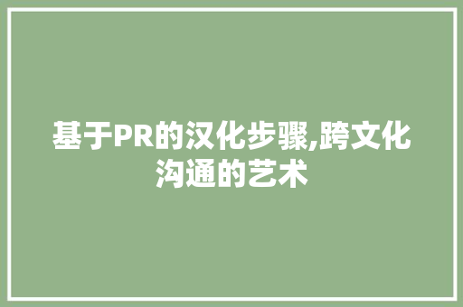 基于PR的汉化步骤,跨文化沟通的艺术
