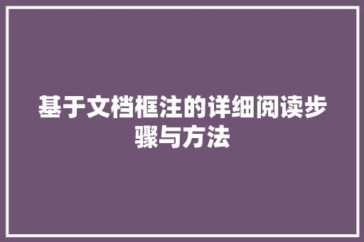 基于文档框注的详细阅读步骤与方法