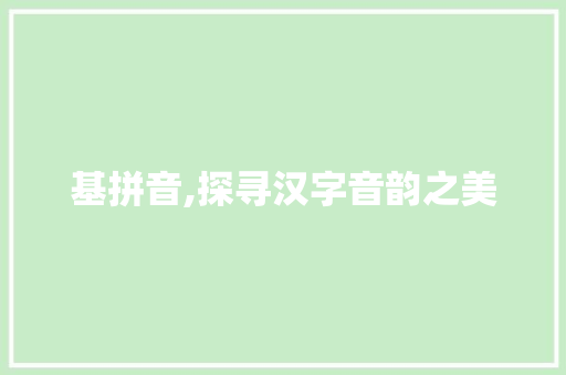 基拼音,探寻汉字音韵之美 WordPress教程