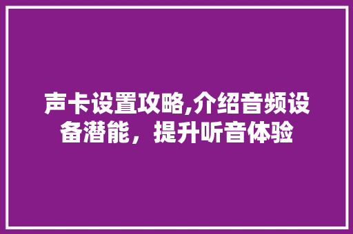 声卡设置攻略,介绍音频设备潜能，提升听音体验