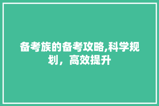 备考族的备考攻略,科学规划，高效提升